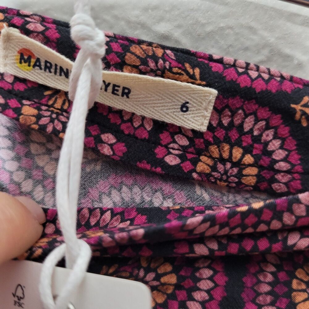 Marine Layer Womens Purple Ryan Midi Slip Skirt pink fan print Boho sz 6 - Picture 6 of 10